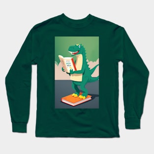 Dinosaur Reading A Book 13 Long Sleeve T-Shirt